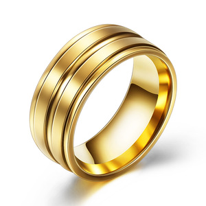 Stainless Steel Rings 8mm Double <b>Brushed</b> Geometric Design Unisex Wedding Jewelry Gold Silver Black - Product Image 5