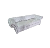 2-Sitzer Weißes Chesterfield-Sofa Elegantes Gepolstertes Leder-Design Klassisch Geknöpft Komfortable Tiefe Sitzfläche Stilvoll