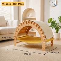 Lit de repos pour chat en bois Moonbend, 2 en 1 avec griffoir intégré, canapé pour chat