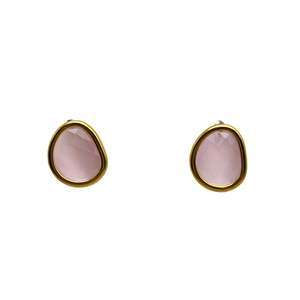 Pendientes de Moda con Piedras Rosadas, Acero Inoxidable 316L, Baño de Oro PVD, Sostenibles y Resistentes - Product Image 1