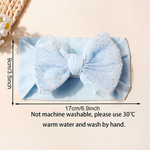 Bandeau <span class=keywords><strong>Turban</strong></span> Unisexe Élastique 5 Couleurs Mignon en <span class=keywords><strong>Maille</strong></span> de Nylon Douce avec Nœud, Accessoire Cheveux Lavable Écologique Confortable pour Bébé - Product Image 5