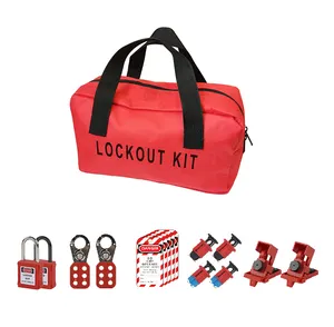Kırmızı emniyet kilitleme çantası doldurulmamış kişisel kilitleme kiti el çantası profesyonel kilitleme etiketleme kiti
