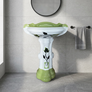 Sterling Vitrosa Blue Double Color Ceramic Full Pedestal Wash <b>Basin</b> Premium Designer Bathroom - Product Image 6