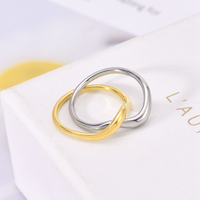 Bague Double doigt moderne en acier inoxydable plaqué or pour femme, Non ternie, vente en gros