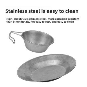Vente chaude Camping En Plein Air Vaisselle Rétro En Acier Inoxydable Facile à Nettoyer Assiette À Manger Portable Pique-Nique Vaisselle Ensemble - Product Image 2