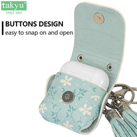 Pochette personnalisée florale en cuir PU pour écouteurs Porte-clés à breloques avec pompon Écouteurs portables Housse pour écouteurs airpods