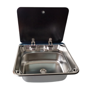 Fregadero Rectangular <span class=keywords><strong>para</strong></span> Caravana Rv, Tazón Individual con Vidrio, Fregadero de Cocina Moderno de Acero Inoxidable, Soporte Técnico en Línea de 1mm - Product Image 1