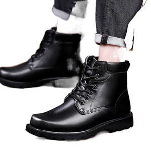 Botas de nieve para hombre, cálidas, con forro de lana, antideslizantes, para trabajo al aire libre, de color sólido, con cordones frontales, acolchadas con algodón grueso - Product Image 4
