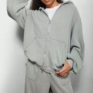 Conjunto de Sudadera con Capucha y Pantalones Deportivos Casuales para Mujer, Diseño OEM, Cierre Doble, Talla Grande, Transpirable, Dos Piezas - Product Image 2