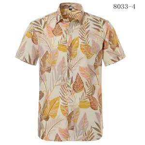 New Fashion Design Bright Colorful Tropical Florals Summer Plain Printed Short Sleeve Men Hawaiian Beach Shirts