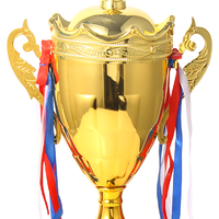 Moules créatifs Nouveau Design Corps pour Trophée Personnalisé avec Rubans Colorés Usine OEM Plaqué Or et Impression Coupe Trophée en Métal