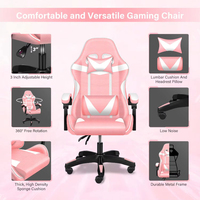 Chaise de gamer pivotante réglable en hauteur personnalisée de couleur rose chaise de jeu d'ordinateur en cuir confortable sans gravité pour pc