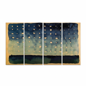 Abstract Night Sky Art Deco Printed Canvas Set of 4 Modern Gradient Light Windows Hanging Panels - Product Image 2