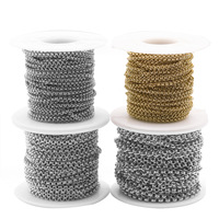 Chaînes rondes en gros d'usine au mètre 2mm 2.5mm 3.2mm 4mm 5mm Collier en acier inoxydable Chaîne rolo en rouleau pour la fabrication de bijoux