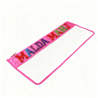 Sacs de rangement Mahjongg transparents cousus de luxe Zipper Top Blue Pink Mahjong Tile Bag avec logo