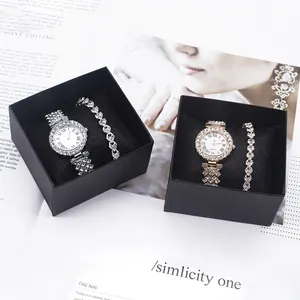 2 pièces/ensemble montre-Bracelet pour femmes, montre-Bracelet à Quartz de luxe en or Rose