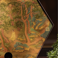 Xile Chang'an Retro Messing-Teetablett in Kupferfarbe, Hochwertiges Kung-Fu-Tee-Set im Chinesischen Stil mit Landschaftsmalerei