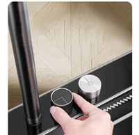 Tiktok tendances luxe LED acier inoxydable Pianokey bouton affichage numérique multifonctionnel cascade évier de cuisine avec lave-gobelet
