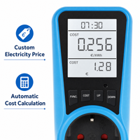 Wattmètre numérique multifonctionnel à 2 prises EU pour la consommation d'énergie, testeur de temps et de kWh, idéal pour la maison