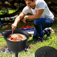 Chaudière de chasse 10 L en fonte, marmite hollandaise, four à bois pour camping, barbecue, avec couvercle