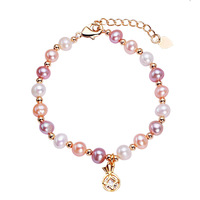 Bracelet HECATE en perles Mabe presque rondes de 5,5-6 mm, plaqué or 18 carats, perles d'eau douce de qualité A, fait main pour femmes