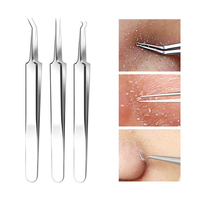 WELLFLYER ARN-133 Kit de 15 outils en acier inoxydable pour l'élimination des points noirs, aiguilles pour l'acné, nettoyeur de pores, extracteur de comédons, durable pour le visage