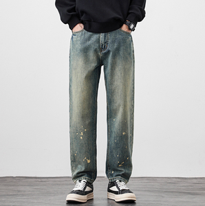 <span class=keywords><strong>Jeans</strong></span> a Gamba Dritta Personalizzati per <span class=keywords><strong>Uomo</strong></span>, Tendenza Autunno-Inverno, Lavati, Alla Moda, Versatili, Pantaloni Casual - Product Image 2
