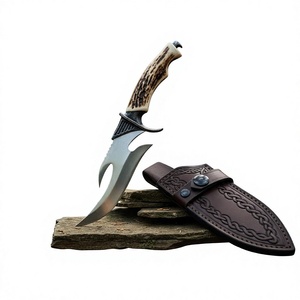 Couteau de chasse Timber Steel Enterprises TAS-FK-R-287 Trailing Point, manche en bois, étui en cuir, lame droite en acier inoxydable - Product Image 1