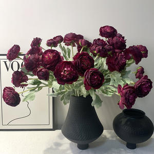 Hoogwaardige zijden kunstbloem Ranunculus 3-koppige decoratieve bloem voor thuis, bruiloft, feestdecoratie, poederroze - Product Image 3