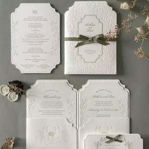 Juego de Invitaciones de Boda de Lujo, Sobre con Estampado en Relieve, Papelería Personalizada, Envío Rápido - Product Image 5