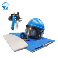 Casque de sablage avec cape, protection intégrale du visage, respirateur réglable pour sablage