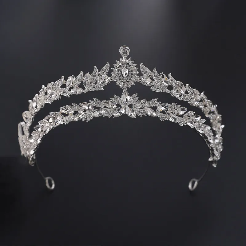 Euro-american Rhinestone Crowns For Queens Sparkling Double Layer Design Pageant Crowns New Design Exquisite Bridal Head Pieces