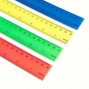 Regla de plástico a escala de 30cm, regla recta colorida de 12 pulgadas, regla de plástico de dibujo DIY de diferentes diseños de colores transparentes - Product Image 4