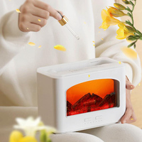 Conception personnalisée cheminée décoration ultrasonique flamme arôme humidificateur diffuseur huile essentielle brume fraîche humidificateur pour la maison