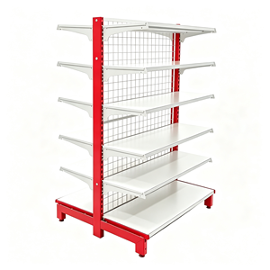 Scaffali Espositivi a 5 Livelli 1500-2100mm, Bifacciali a Forma di L, Perforati, in Acciaio Resistente per Supermercati e Negozi di Alimentari - Product Image 4