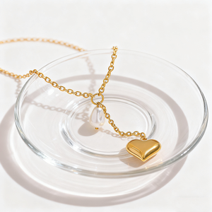 Nouveautés 2026 : Colliers tendance en acier inoxydable 316L pour femmes, avec pendentif cœur en perle - Product Image 4