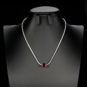 925 Silver Cultured Ruby Necklace Shines at Fashion Parties, Perfect Daily Wear and Birthday Surprise <b>Gift</b> for Girls L - Product Image 1