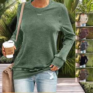 Camiseta Casual de Manga Larga para Mujer, Algodón Grueso, Transpirable, Ecológica, Estilo Urbano, Venta al Por Mayor Personalizada - Product Image 2
