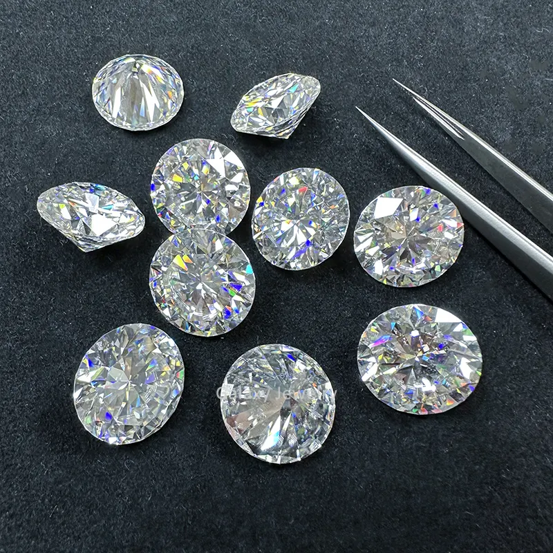 आभूषण बनाने के लिए उच्च गुणवत्ता वाले डेफ कलर मोइसानाइट स्टोन राउंड ब्रिलियंट कट लूज रंगहीन मोइसानाइट हीरे