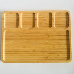 Bandeja Divisora de Madera Rectangular con 4 Compartimentos, Contenedor de Alimentos para Niños - Product Image 1