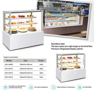 Прочный безрамный холодильный шкаф-витрина с тремя полками из мрамора и закаленного стекла для демонстрации десертов и продуктов в розничных пекарнях - Product Image 2