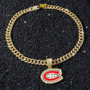 定制高品质蒙特利尔加拿大人吊坠锦标赛项链时尚运动镀金合金古巴链 - Product Image 2