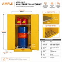 Armoire de stockage de fûts de liquides inflammables 227L 60 Gallons en acier à double paroi, fournisseur OEM B2B pour l'approvisionnement de projets d'entrepôts industriels