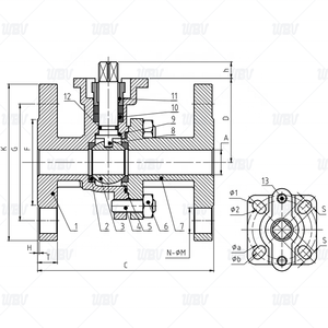 บอลวาล์วแบบหน้าแปลนสูง JIS Worm รุ่น Q341F-10K พร้อมการอบชุบแข็งแบบ FRAS และก้านบอลวาล์วแบบแข็งป้องกันการระเบิด - Product Image 2