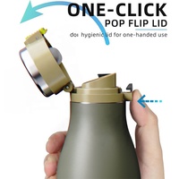 Bouteille d'eau isotherme de voyage en acier inoxydable à double paroi, écologique, avec couvercle pop-up, 17oz, 25oz, 32oz