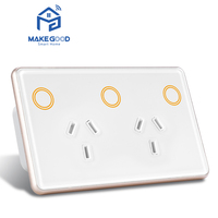 Interrupteur et prises électriques intelligents avec rétroéclairage RVB, design moderne et luxueux, compatibles avec les normes australiennes, Alexa, Google, WIFI, GPOs, prises murales 240V