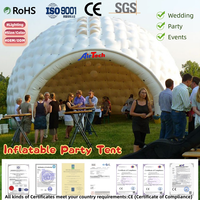 Tente dôme igloo gonflable blanche en Oxford imperméable avec ventilateur intégré AIRTECH T407 pour événements et fêtes en plein air