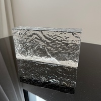 Brique de verre massif 50x100x200mm, texture double face effet crête de montagne, transparente, pour décoration murale d'hôtel, vente en gros et au détail