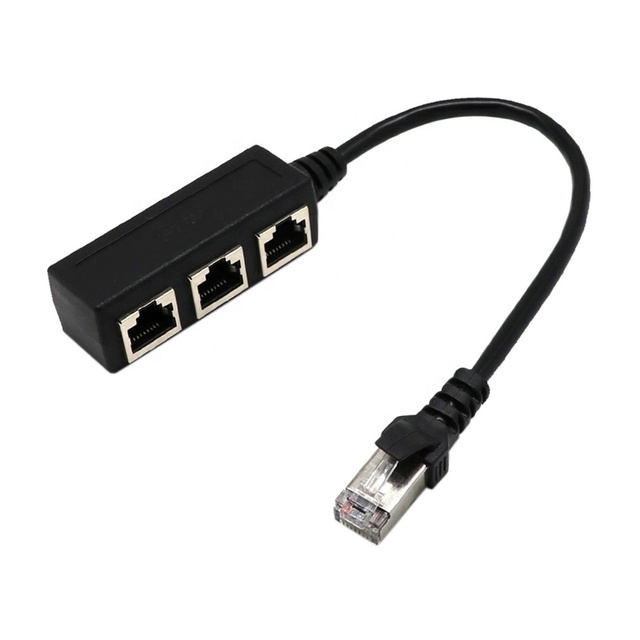 Splitter Ethernet RJ45 Cable Adapter 1 to 3 Port LAN Network Plug Connector for Networking Extension 1 Male to 2/3 Female