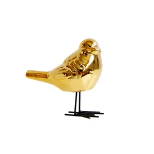 Creative Modern Ceramic Birds Desktop Decoration Electroplating Gold Silver Home Decoration For Bird Decoration